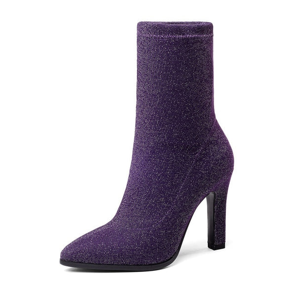 BONJOMARISA 2018 Brand Design Top Quality Ankle Boots Women's Shoes Big Size 34-43 High Heels Pointed Toe Party Boots Woman