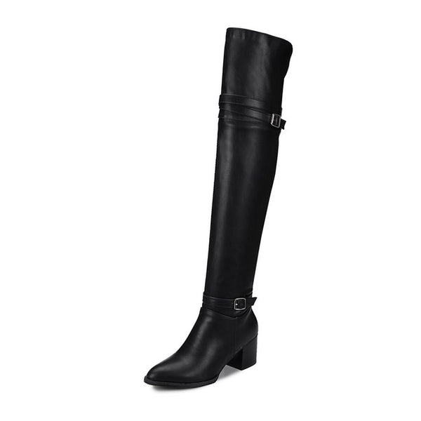 BONJOMARISA Fashion Autumn women's Knight Boots Over Knee Thigh High Boots Women 2018 New High Heels Shoes Woman Plus Size 32-48