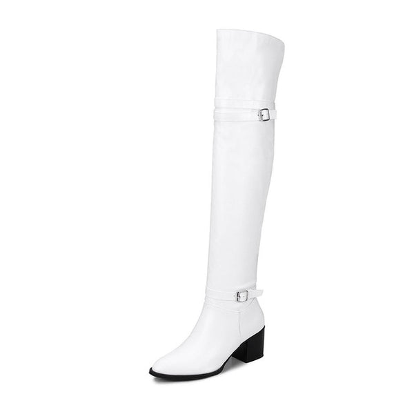 BONJOMARISA Fashion Autumn women's Knight Boots Over Knee Thigh High Boots Women 2018 New High Heels Shoes Woman Plus Size 32-48
