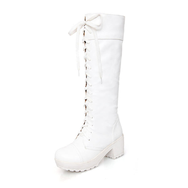 BONJOMARISA 2018 Big Size 34-43 Add Fur Woman Riding Boots Fashion Leisure Square Heels women's Shoes Woman knee-high Boots
