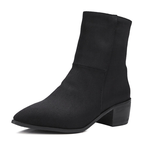 BONJOMARISA plus size 32-48 elegant women's booties ankle chelsea boots women autumn 2018 new med 5 cm heels shoes woman