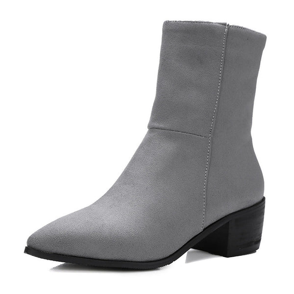 BONJOMARISA plus size 32-48 elegant women's booties ankle chelsea boots women autumn 2018 new med 5 cm heels shoes woman