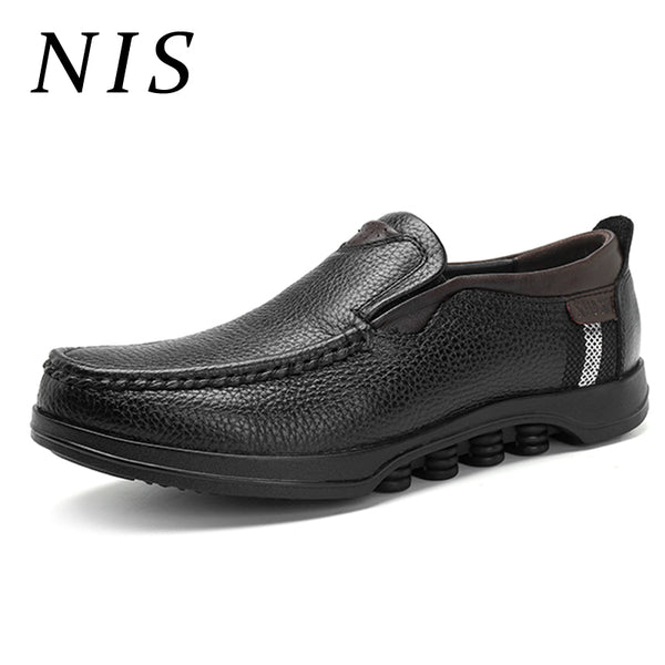 NIS Moccasins Loafers Flat Shoes Men Cow Leather Men Shoes Casual Slip On Large Size Flats Summer Soft Sole Flats For Driving