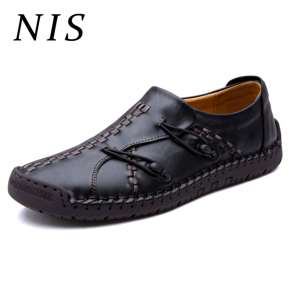 NIS Men Casual Shoes Loafers Moccasins Men Shoes Cow Leather Flats Big Size Slip On Leisure Summer Breathable Mens Flats Zapatos