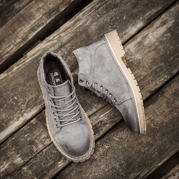 2018 Autumn Winter Boots Men Suede Leather Warm Winter Shoes Warm Plush Thick Hard Outsole Men's Boots Male Brand Ankle Botas