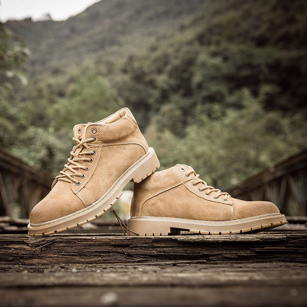 2018 Autumn Winter Boots Men Suede Leather Warm Winter Shoes Warm Plush Thick Hard Outsole Men's Boots Male Brand Ankle Botas