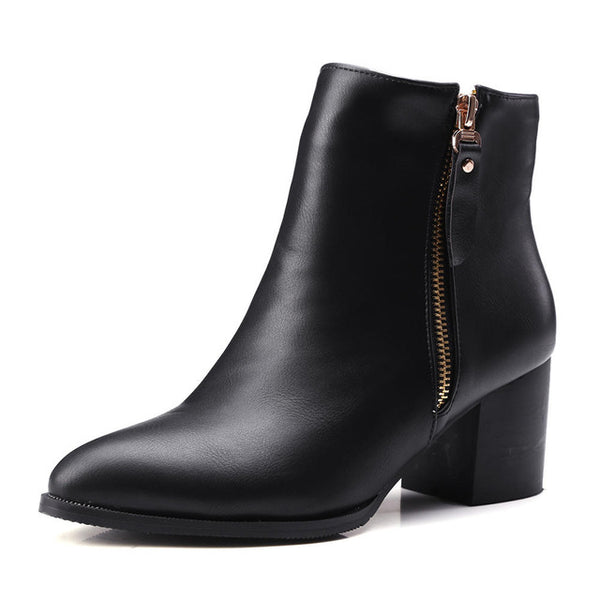 BONJOMARISA plus size 32-48 elegant women's booties black ankle chelsea boots women autumn 2018 high 6 cm heels shoes woman