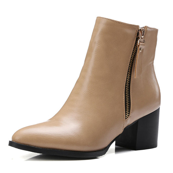 BONJOMARISA plus size 32-48 elegant women's booties black ankle chelsea boots women autumn 2018 high 6 cm heels shoes woman