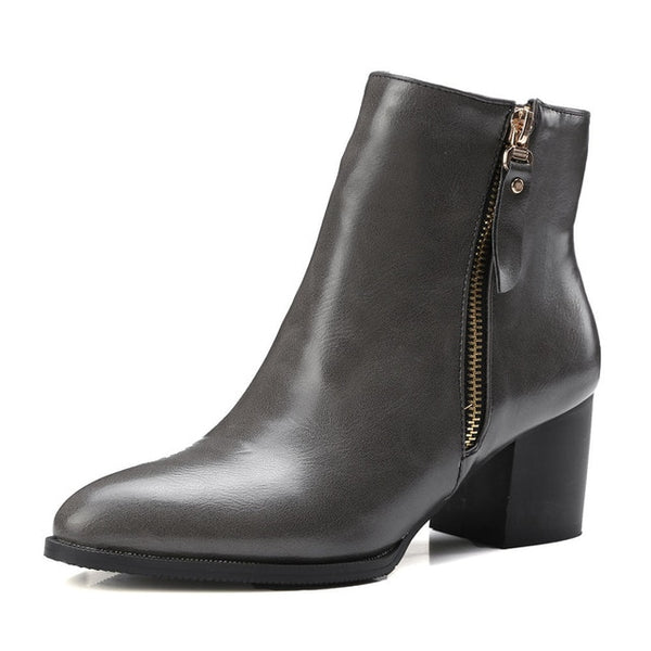 BONJOMARISA plus size 32-48 elegant women's booties black ankle chelsea boots women autumn 2018 high 6 cm heels shoes woman
