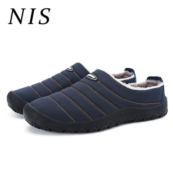 NIS Winter Warm Plush Flats Men Shoes Casual Slip On Loafers Fur Lined Sofr Sole Flats Low-cut Shoes Sneakers Zapatos Hombre New