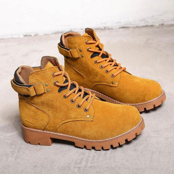 Tangnest NEW Women's Ankle Boots Autumn Suede Leather Lace Up Western Boots Casual Chunky Heel Boot Wedge Shoes Size 35~40