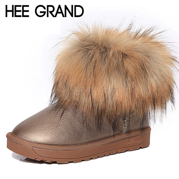 HEE GRAND Brand Women's Shoes Thick Fur Fashion Snow Boots 2016 New Winter Cotton Warm Shoes For Women Ankle Boots XWX3265